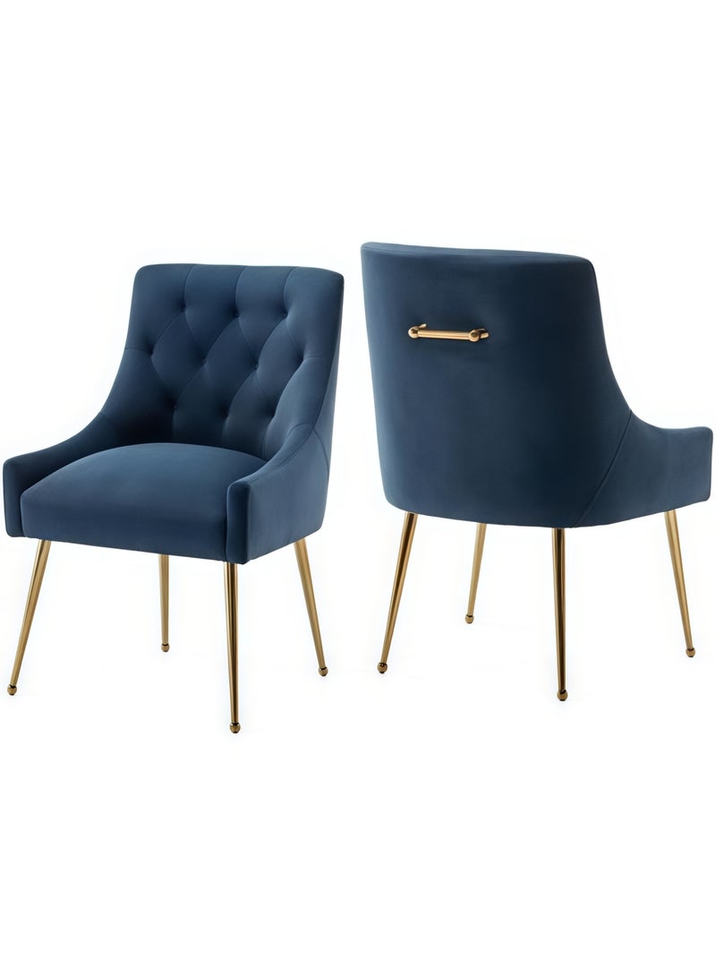 SEYNAR Dining Chair Set of 2,Modern Velvet Dining Chairs with Gold Legs,Elegant Tufted Accent Chairs for Reception, Living Room or Study Room - Image 1
